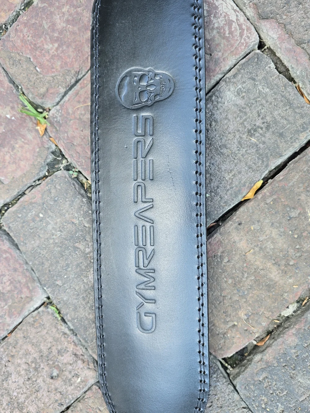 Gym Reaper Black Leather Weightlifting Belt - XL CrossFit Workout Power Lifting